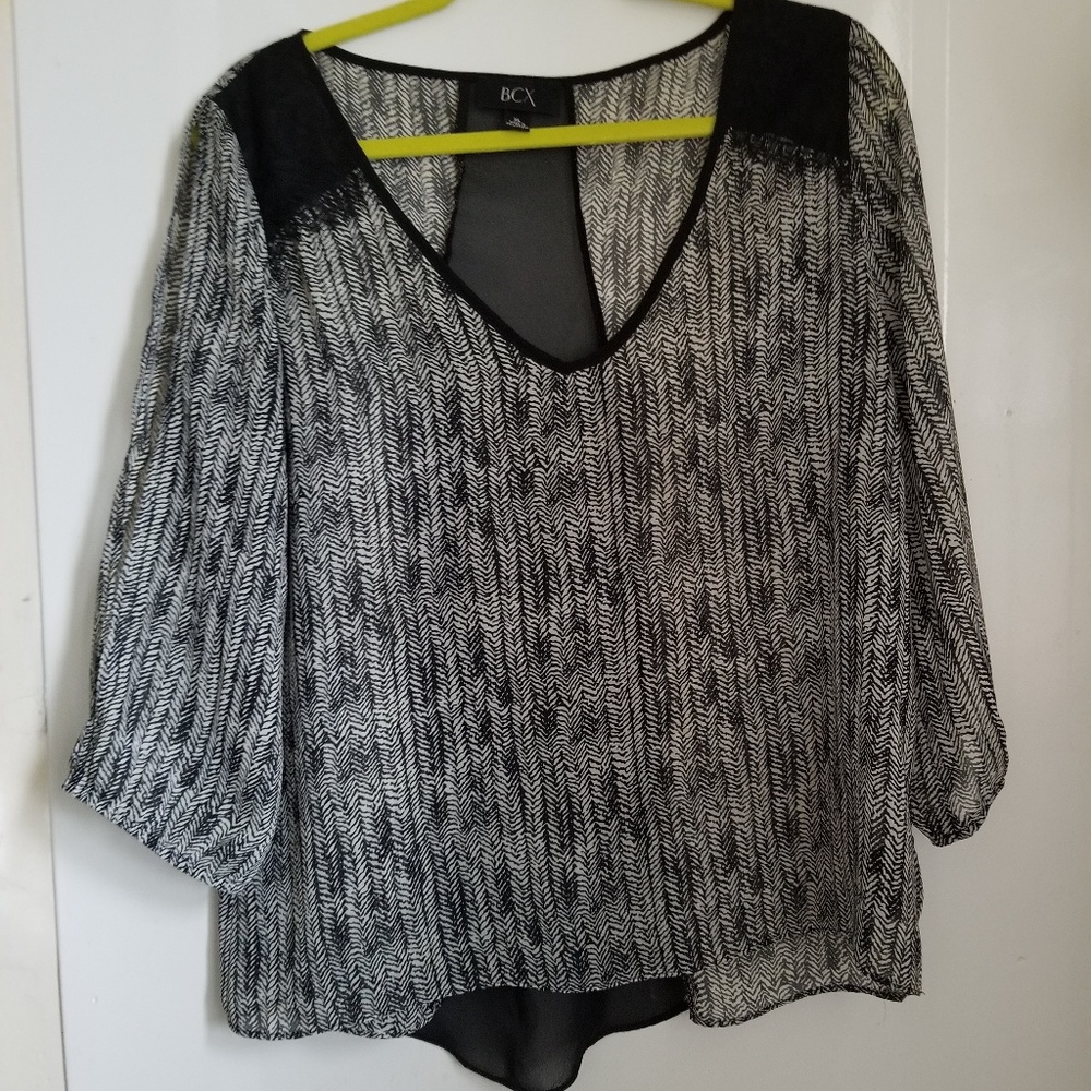 BCX Womens Loose Fit Blouse | Black and White